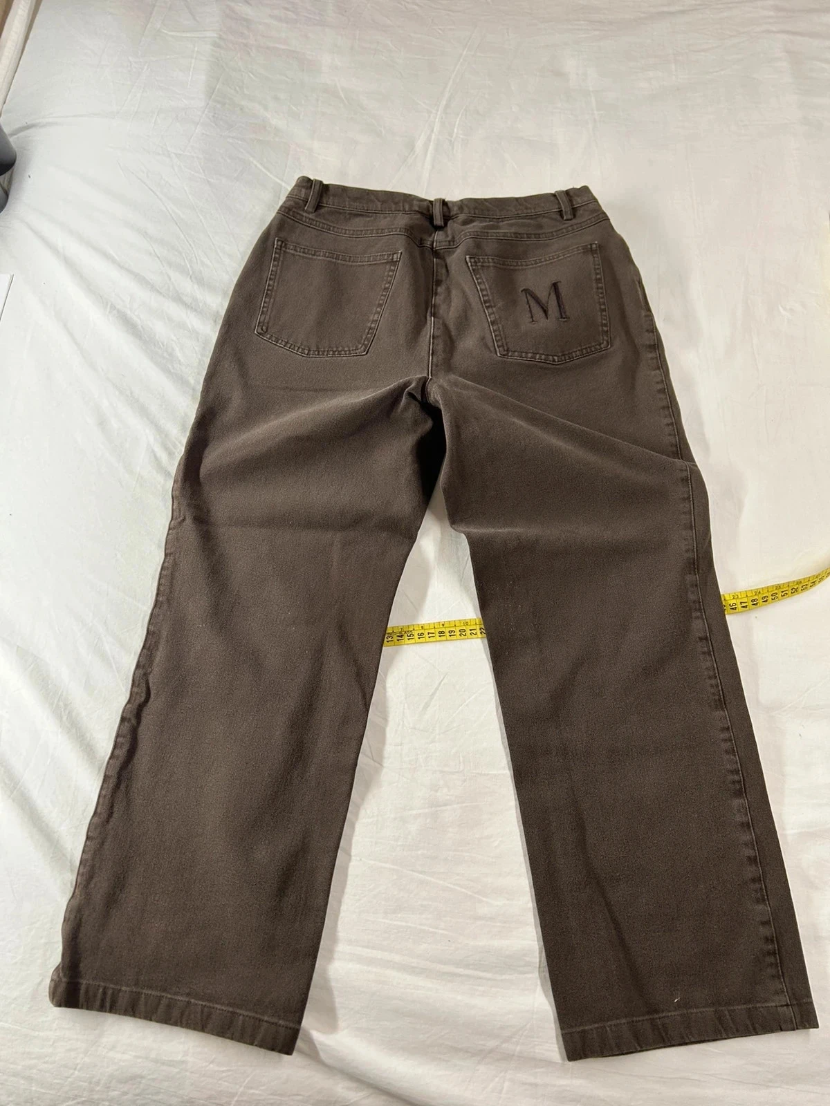 Gevlochten vintage bruine beige wijde jean met print M – photo 10